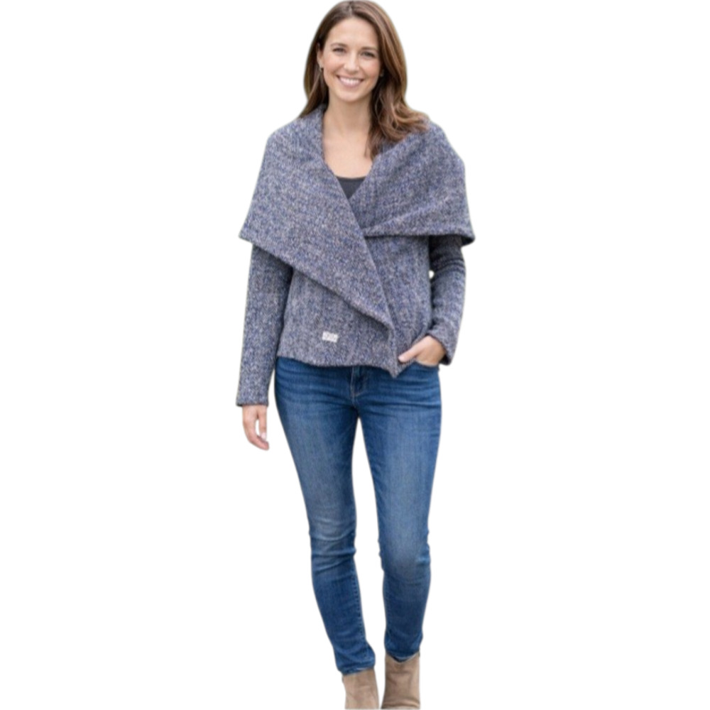 ByTAVI 100% Wool Blue Funnel Collar Artisan Jacket Small